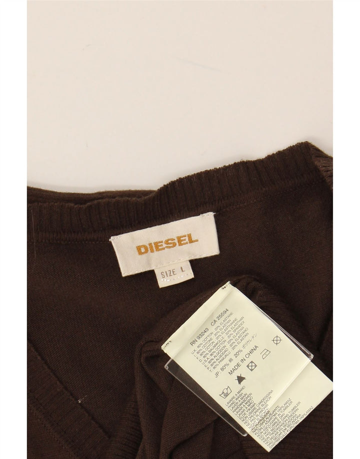 DIESEL Herren-Pullover mit V-Ausschnitt, groß, braune Baumwolle