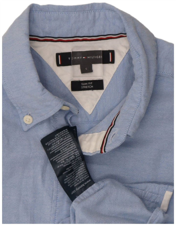 Tommy Hilfiger Herren-Slim-Fit-Hemd, klein, aus blauer Baumwolle