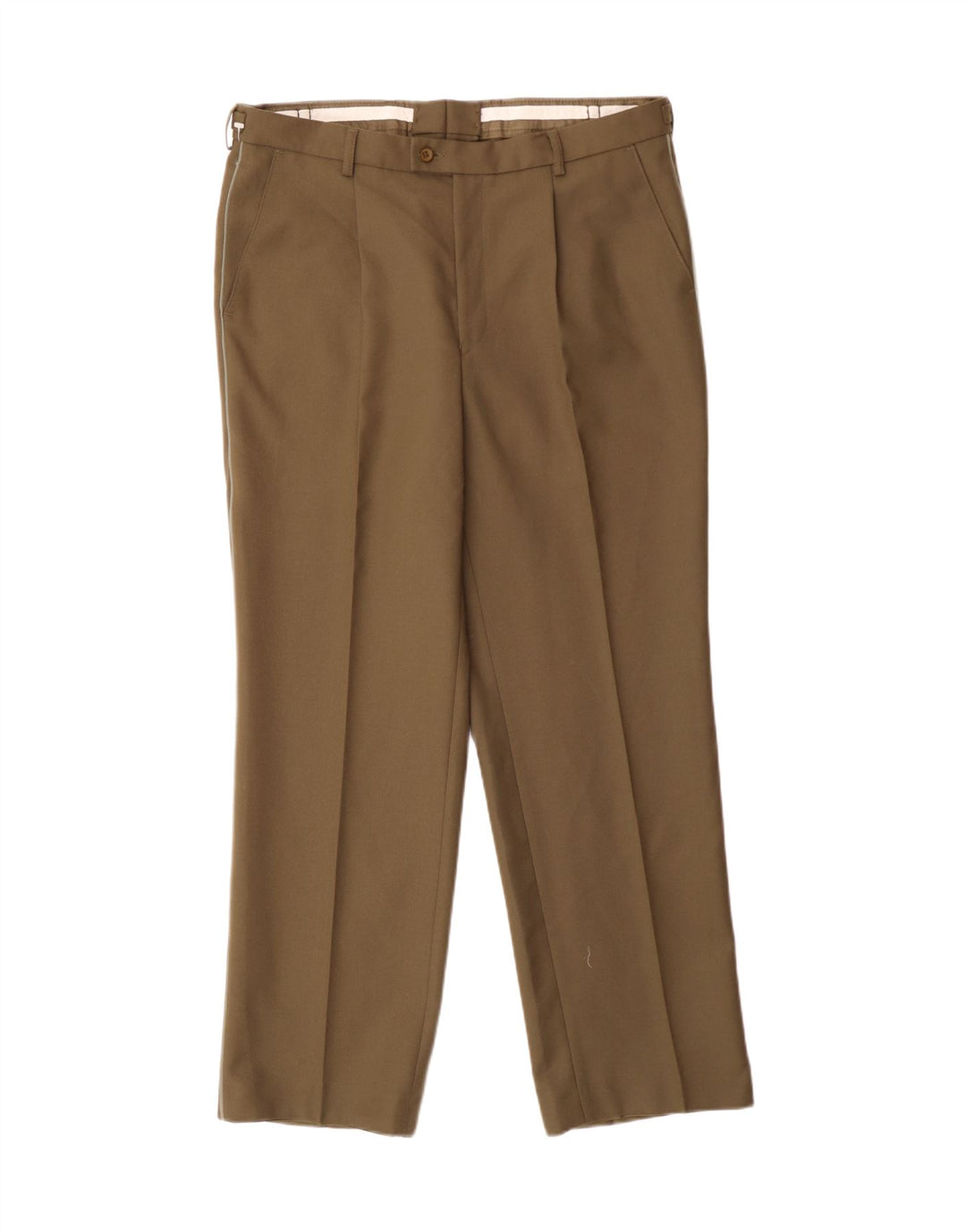 KRAS BRNO Mens Straight Suit Trousers W34 L29 Green Polyester Vintage Kras Brno and Second-Hand Kras Brno from Messina Hembry 