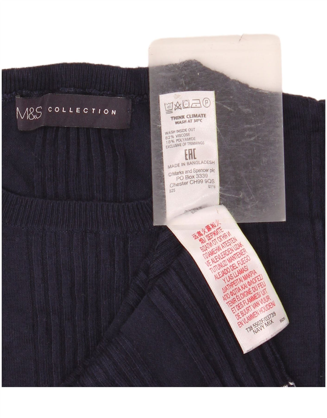 MARKS & SPENCER Damen-Pullover mit Rundhalsausschnitt, Gr. 14, Marineblau
