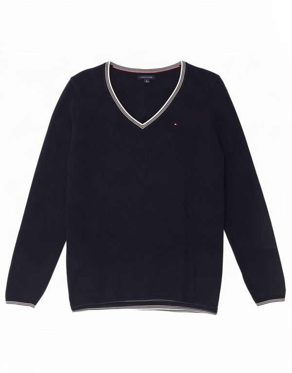 Tommy Hilfiger Damen-Pullover mit V-Ausschnitt, Gr. 12, mittleres Marineblau