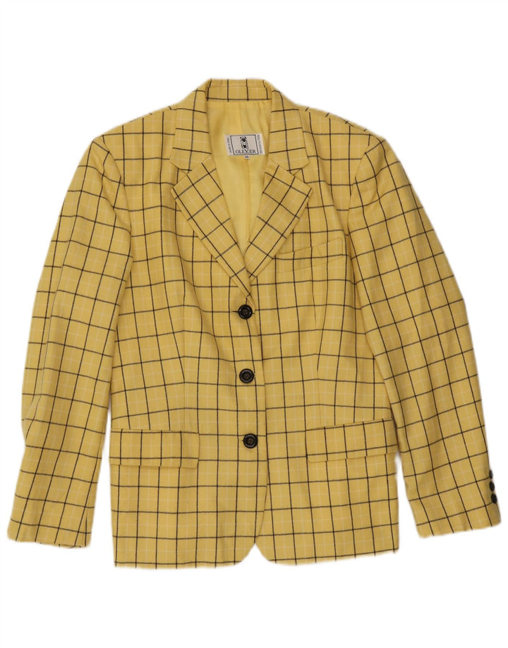 Oliver By Valentino Damen-Blazer mit 3 Knöpfen, IT 46, groß, gelb kariert