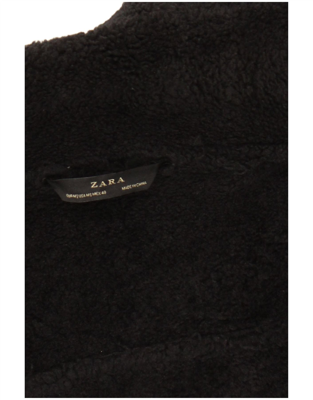Zara Damen Sherpa Bikerjacke UK 14 Medium Schwarz Polyester