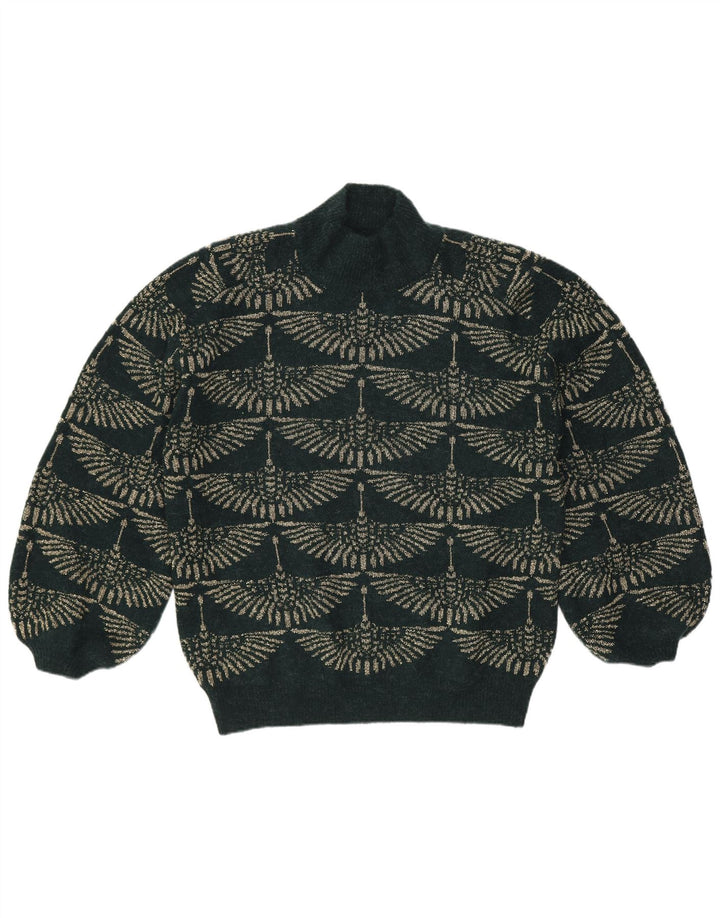 Vintage Damen Rollkragenpullover Pullover UK 14 Mittelgrün