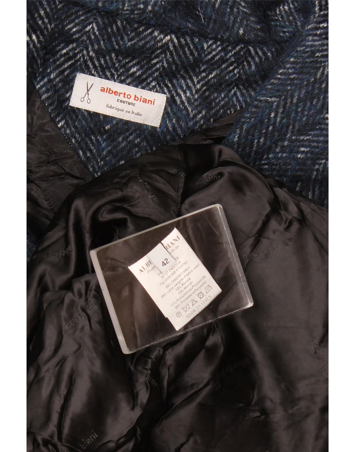 Alberto Biani Damen-Blazerjacke mit 3/4-Ärmeln, Größe IT 42, mittleres Marineblau