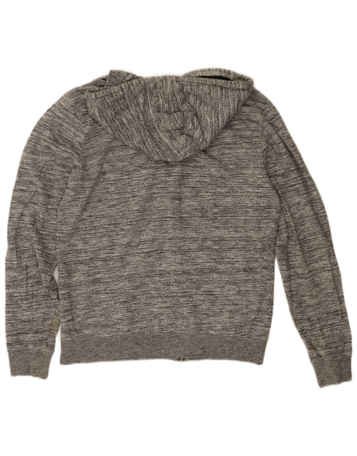 Zara Herren-Kapuzenpullover mit Reißverschluss, groß, grau gefleckte Baumwolle