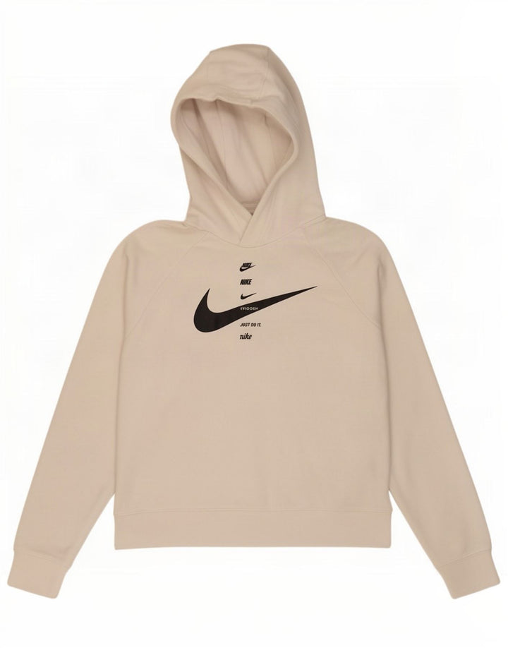 Nike Womens Graphic Oversized Hoodie Pullover UK 10 Small Weiß Polyester