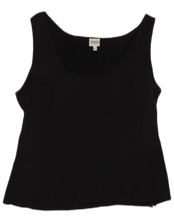Armani Collezioni Damen ärmelloses Blusenoberteil IT 46 Large Schwarz