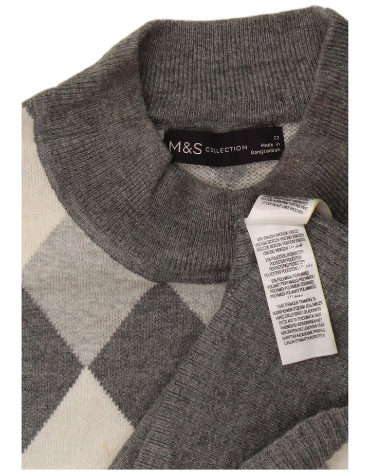 Marks & Spencer Damen-Pullover mit Rollkragen, UK 22 3XL, Grau