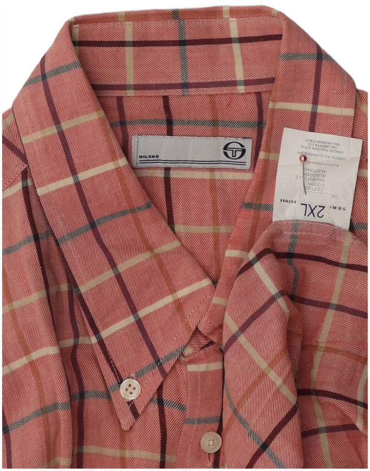 Sergio Tacchini Herrenhemd 2XL rosa kariert Baumwolle