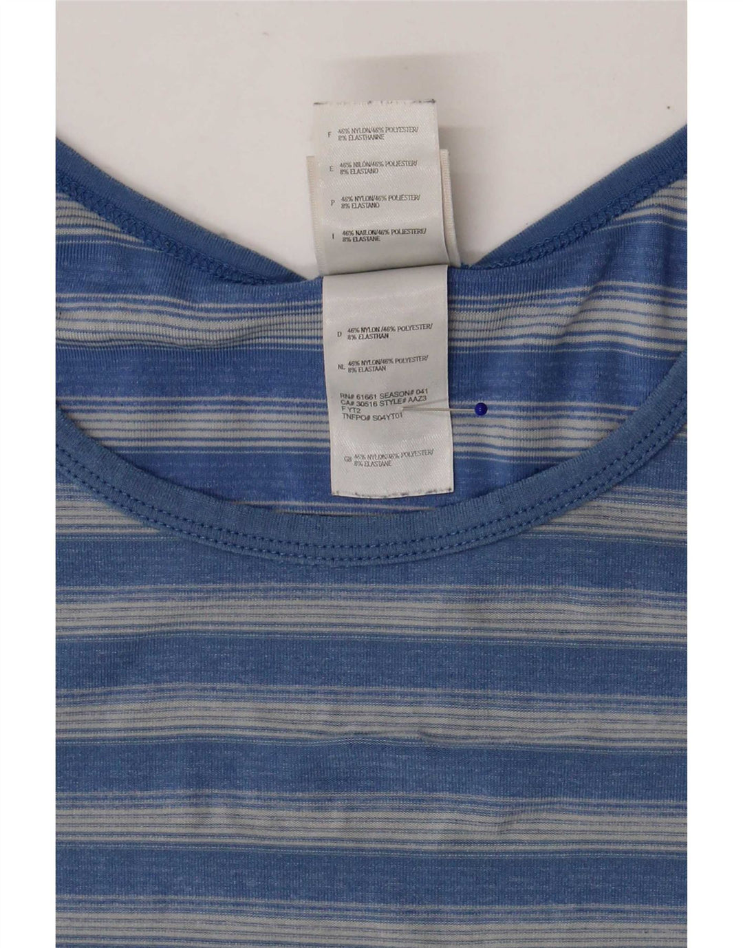 The North Face Damen T-Shirt Top UK 16 Large Blau gestreift Polyester