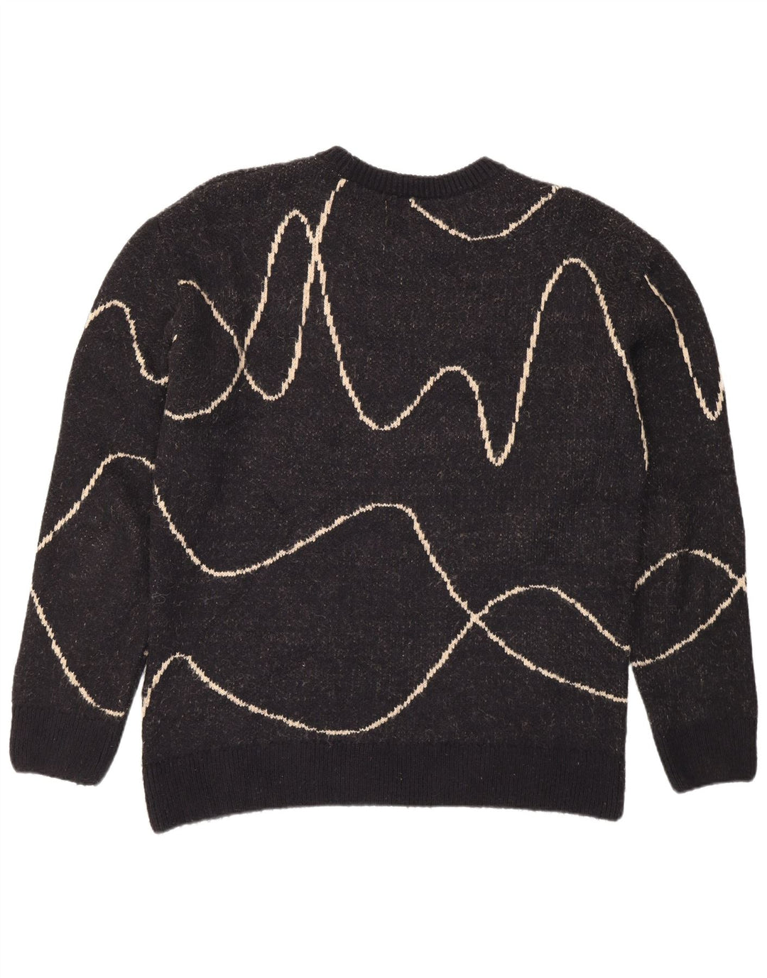 Zara Herren-Pullover mit Rundhalsausschnitt, XL, schwarz gestreift