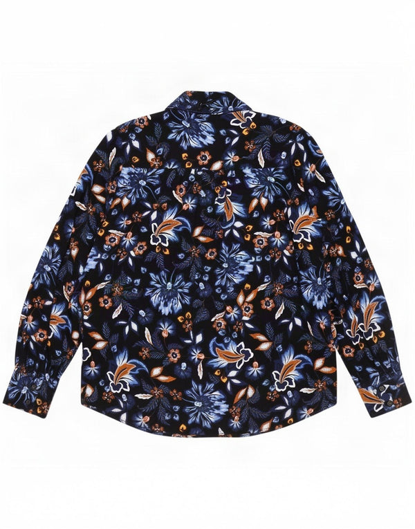 Marks & Spencer Damen-Hemdbluse mit Krawatte vorne, UK 18, XL, Marineblau mit Blumenmuster