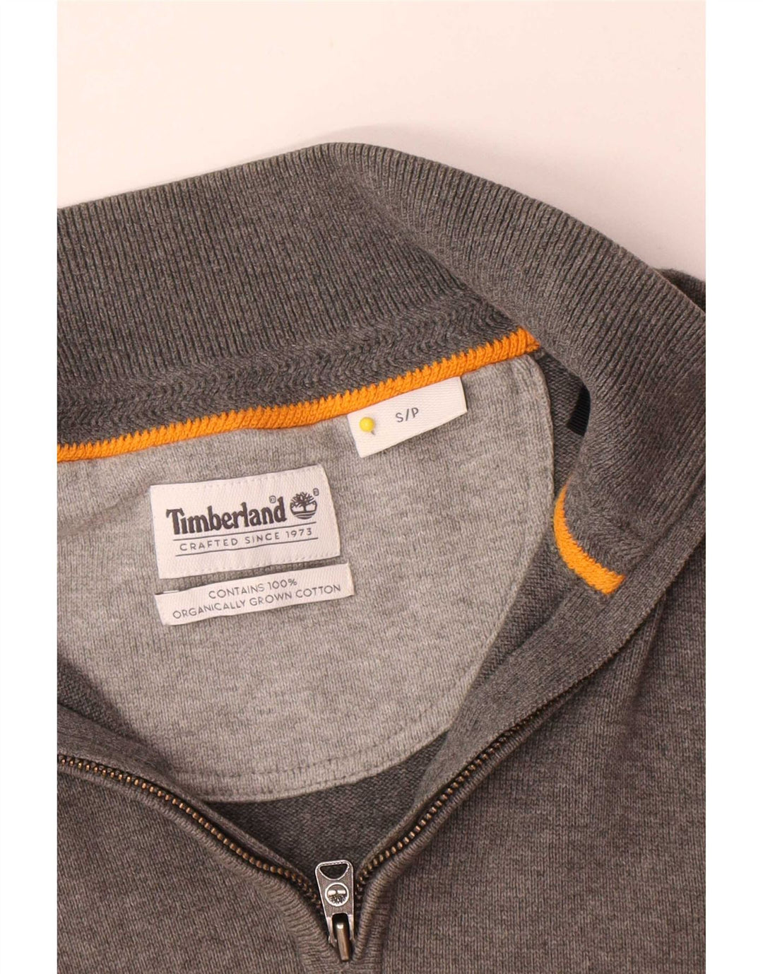Timberland Herren-Pullover mit Reißverschluss am Hals, kleine graue Baumwolle