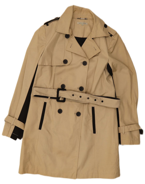 Laura Ashley Damen Trenchcoat UK 8 Small Beige Colourblock Baumwolle