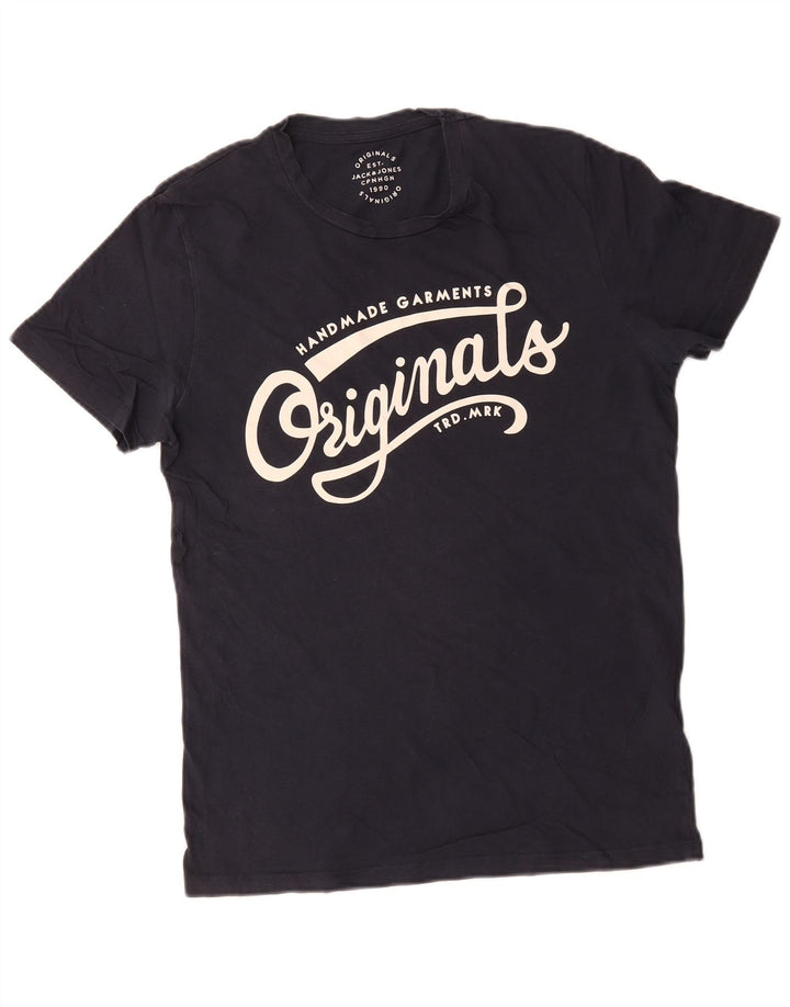 Jack & Jones Herren-T-Shirt mit Grafik, mittlere Marineblau-Baumwolle