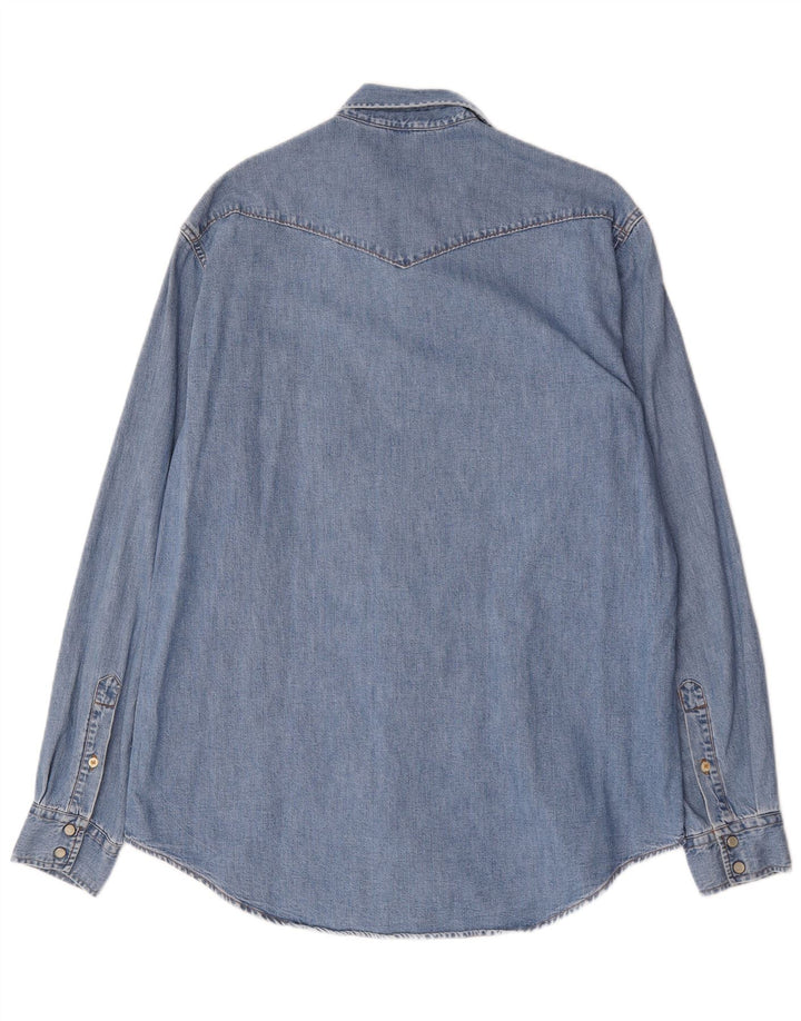 SISLEY Herren Jeanshemd 2XL Blaue Baumwolle