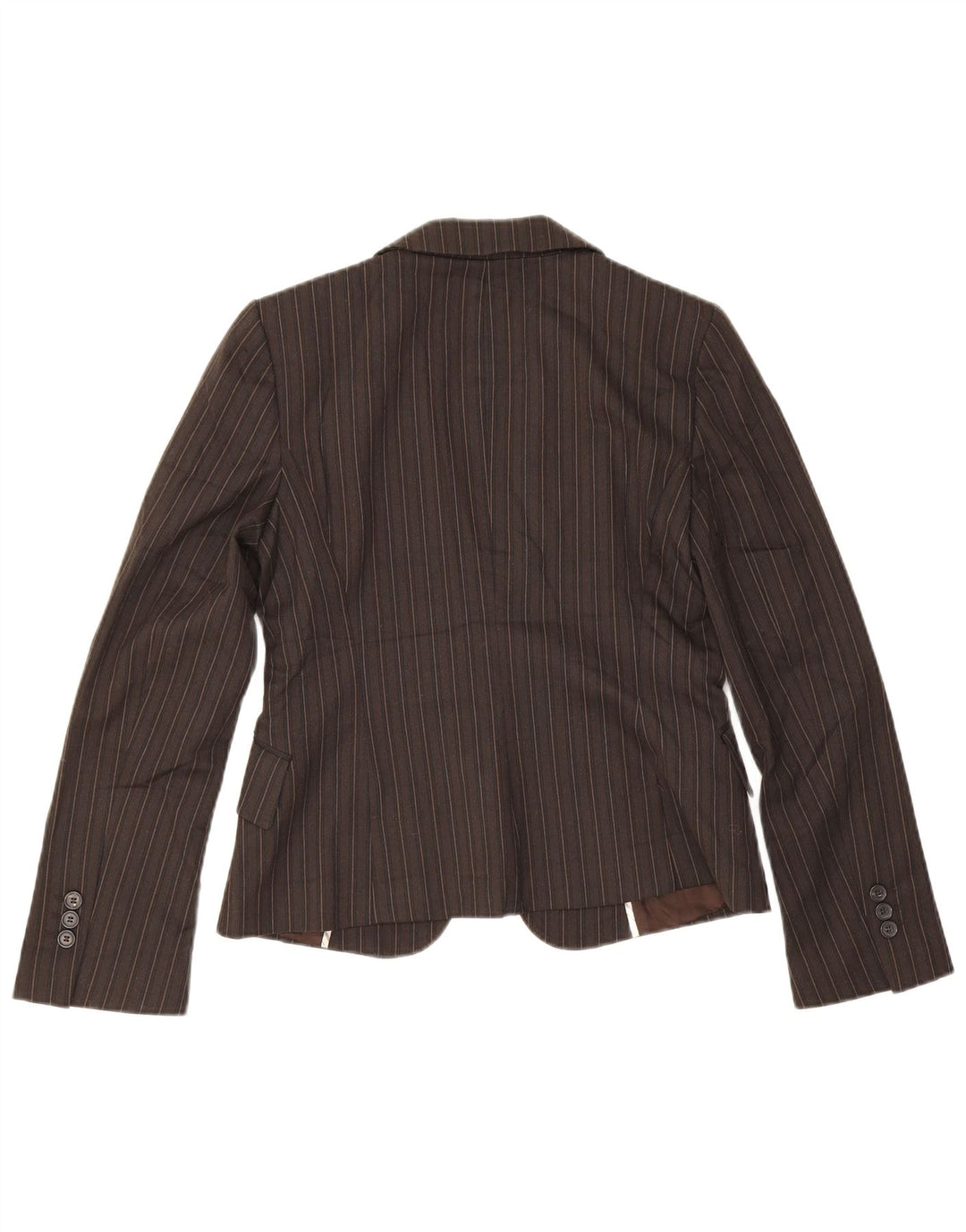Zara Damen-Blazerjacke mit 1 Knopf, EU 38, kleines braunes Nadelstreifen-Polyester