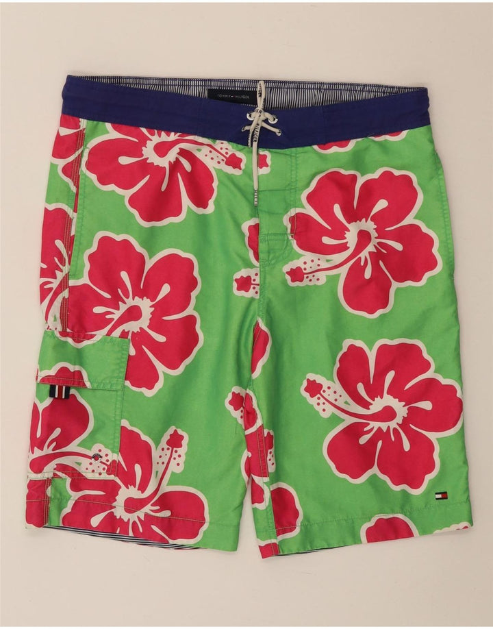 TOMMY HILFIGER Herren-Badeshorts, klein, grün, florales Polyester