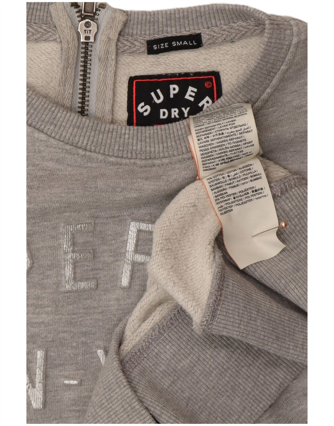 SUPERDRY Damen Sweatshirt-Pulloverkleid in Übergröße mit Grafik, Gr. 10, Größe S, Grau