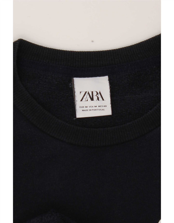 Zara Herren-Sweatshirt mit Grafik, mittelgroß, Marineblau