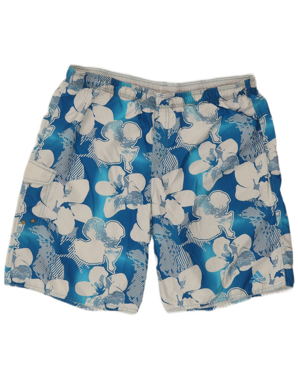 Adidas Herren Badeshorts XL Blaues Blumenmuster Polyester