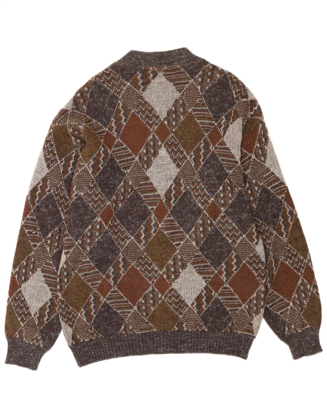 Vintage Herren-Cardigan mit durchgehendem Reißverschluss, mittelgroß, mehrfarbig, Argyle/Diamant