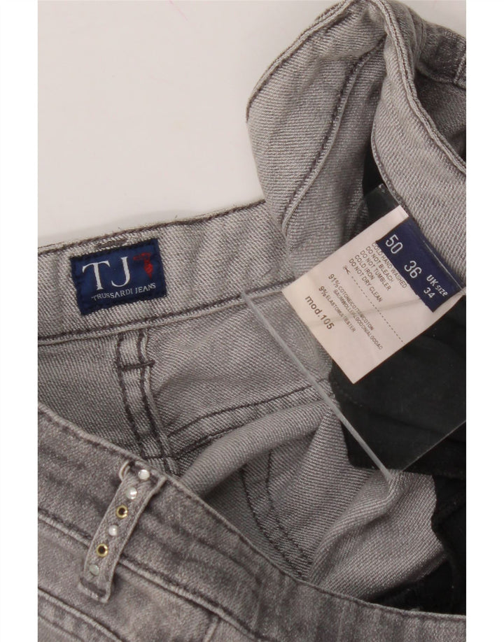 TRUSSARDI Womens Straight Jeans W34 L33 Grey Cotton Vintage Trussardi and Second-Hand Trussardi from Messina Hembry 