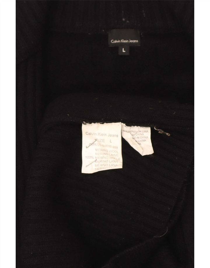 Calvin Klein Herren-Strickjacke, groß, schwarze Merinowolle