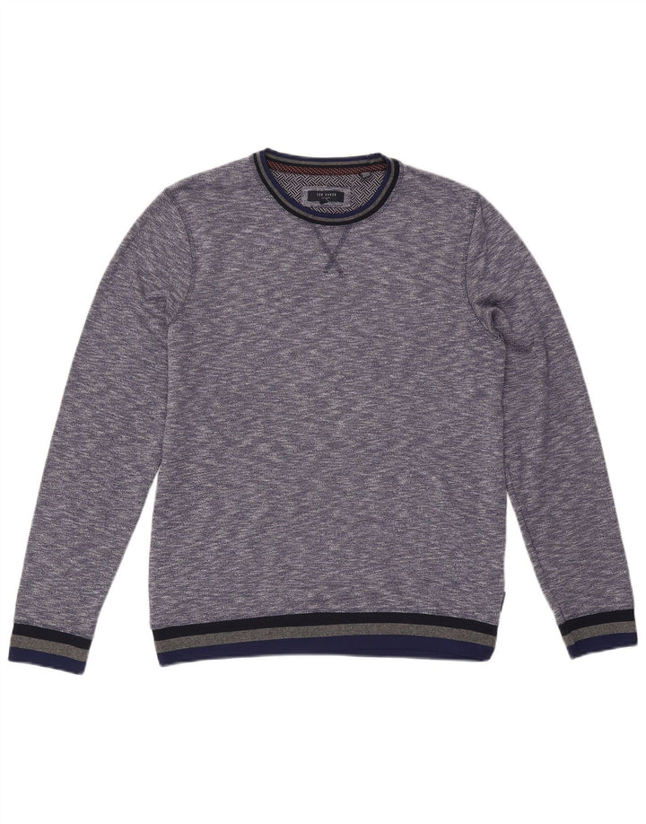 Ted Baker Herren-Pullover mit Rundhalsausschnitt, Größe 3, mittelblau meliert