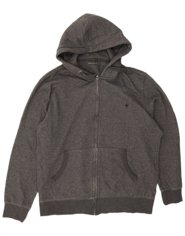 French Connection Herren-Kapuzenpullover mit Reißverschluss, XL, graue Baumwolle