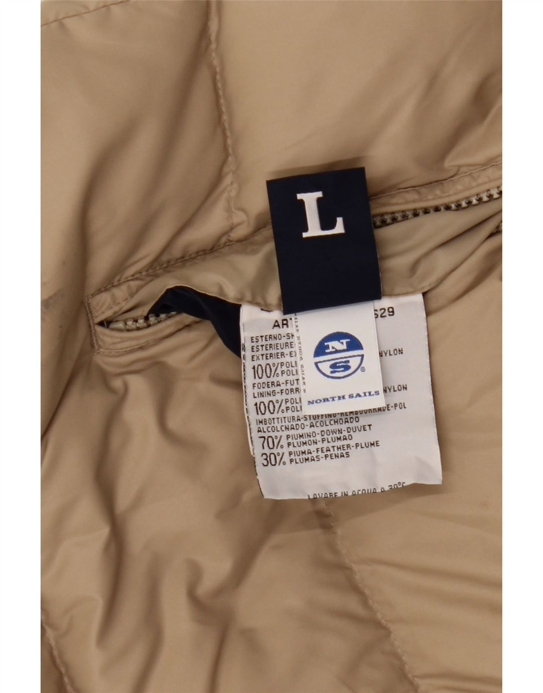 North Sails Herren Reversible gepolsterte Weste UK 40 Large Beige Nylon