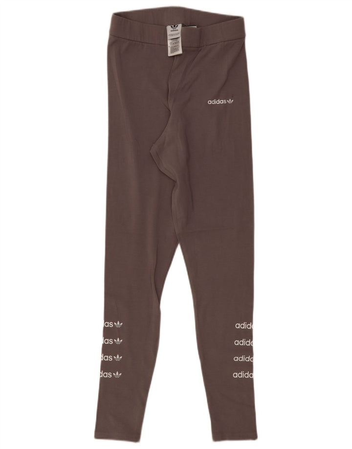 ADIDAS Damen Graphic Leggings UK 12 Mittelgraue Baumwolle