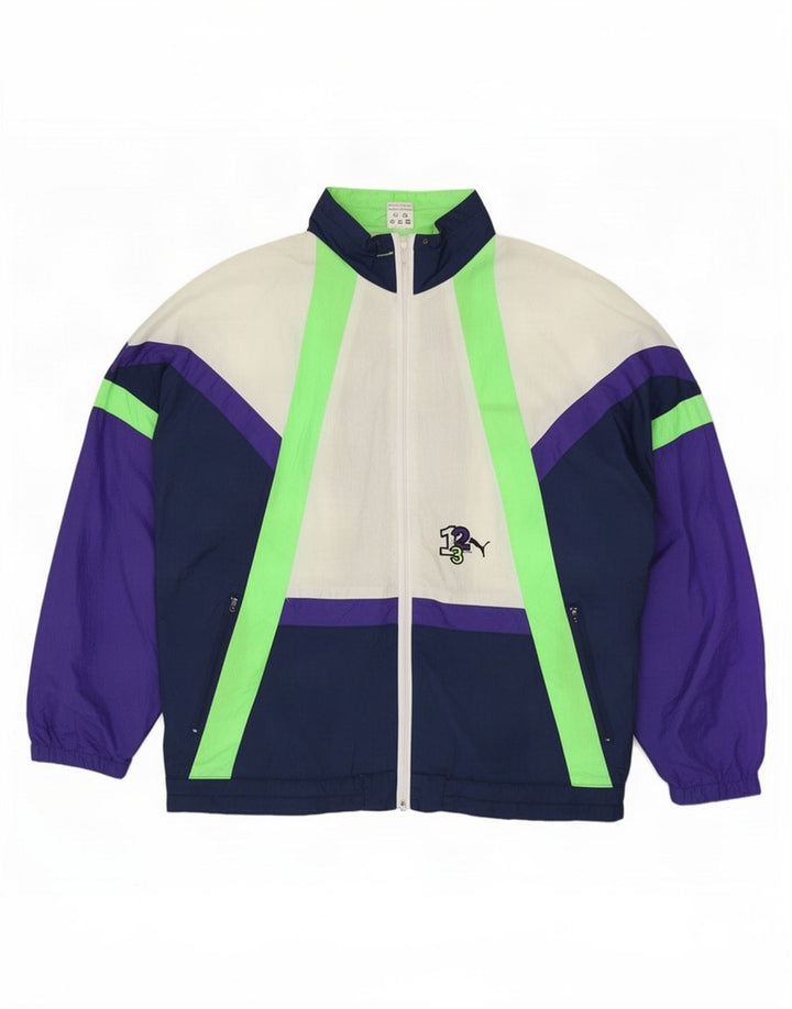 Puma Herren-Trainingsanzug-Oberjacke UK 44 XL Mehrfarbiges Colourblock-Polyester