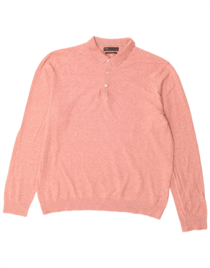 Marks & Spencer Herren-Polo-Pullover aus Baumwolle, groß, Rosa