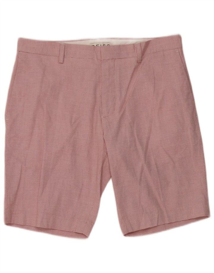 REISS Herren-Chinoshorts W32 Mittelrote Nadelstreifen-Baumwolle