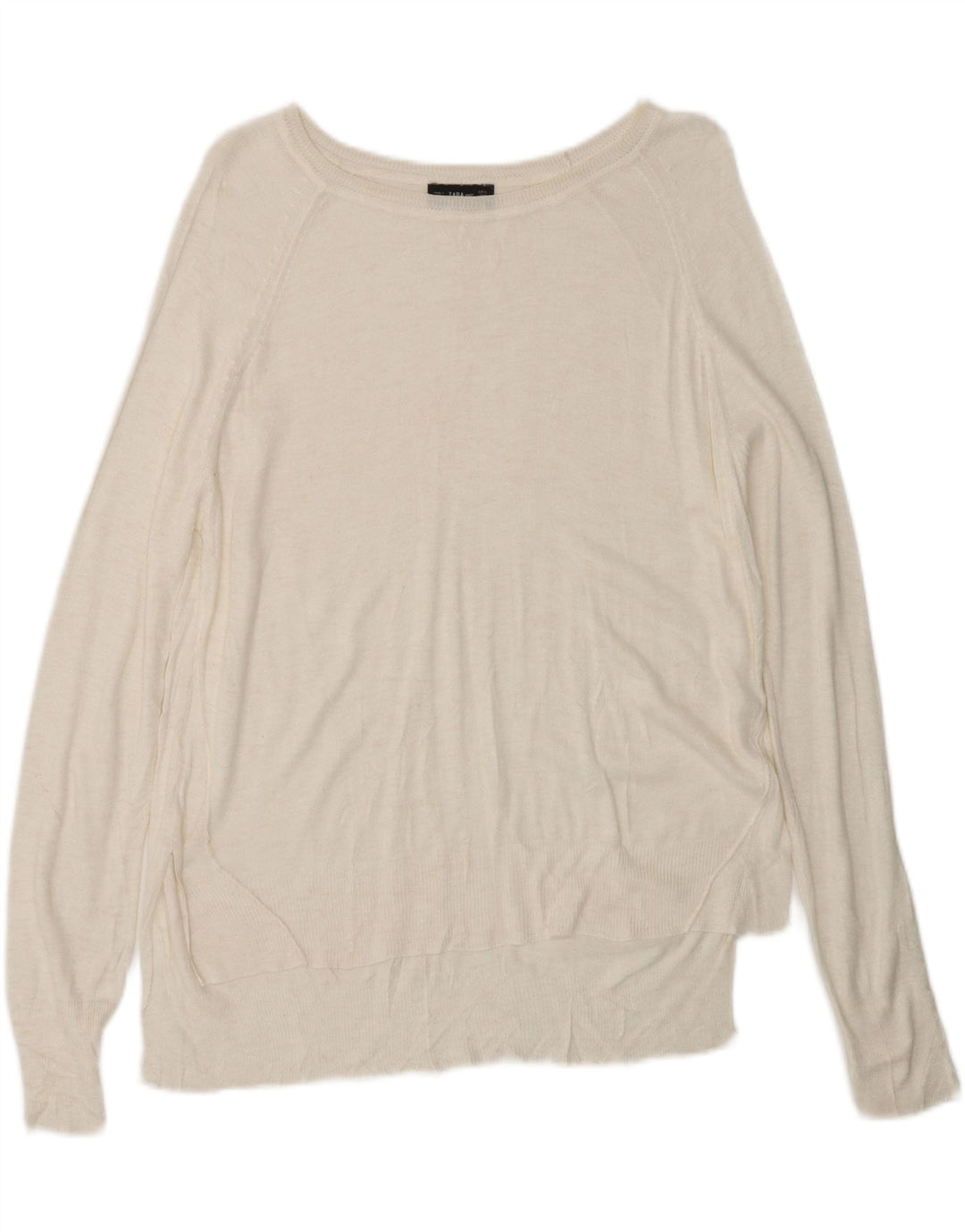 ZARA Damen-Pullover mit U-Boot-Ausschnitt, Gr. 14, Mittelweiß