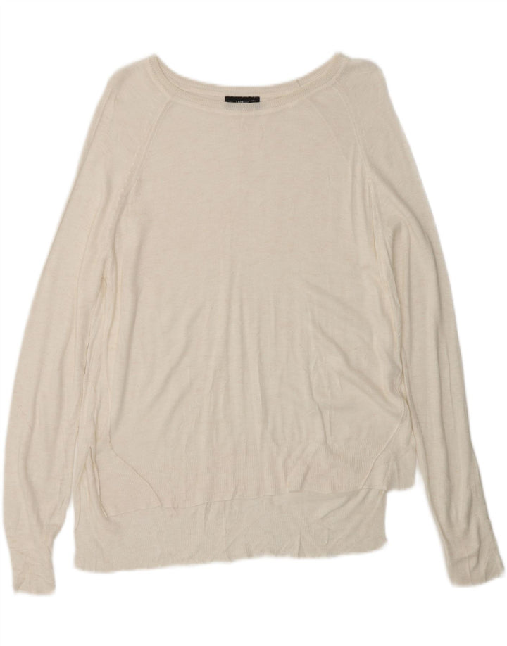 ZARA Damen-Pullover mit U-Boot-Ausschnitt, Gr. 14, Mittelweiß
