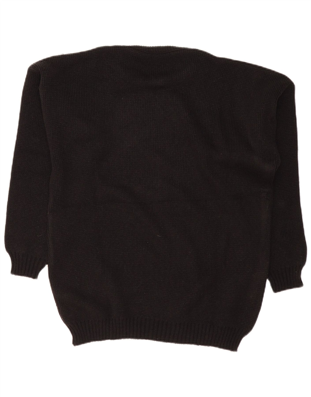 Vintage Herren Pullover mit Rundhalsausschnitt, groß, schwarz, geometrisch, Acryl