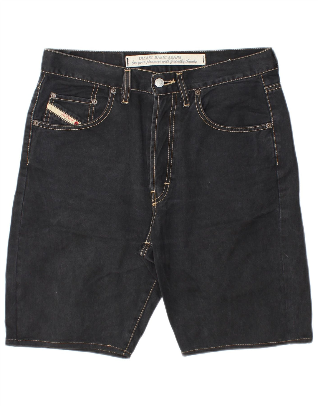 DIESEL Herren Jeansshorts W32 Mittelschwarze Baumwolle