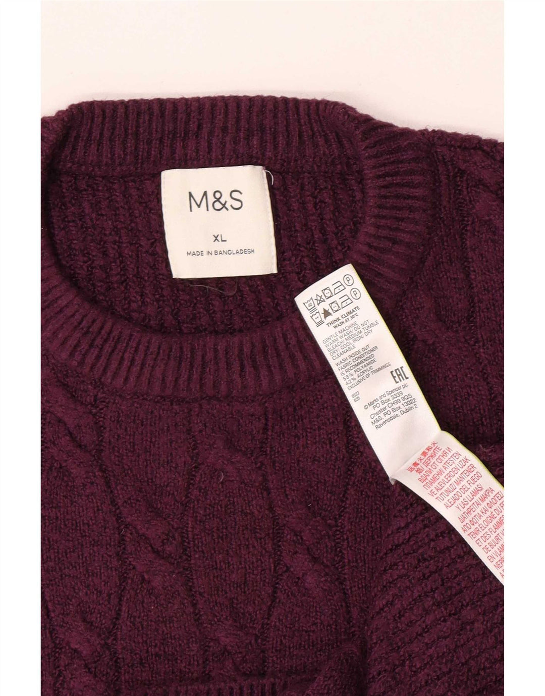 Marks & Spencer Herren-Pullover mit Rundhalsausschnitt, XL, Lila, Polyamid