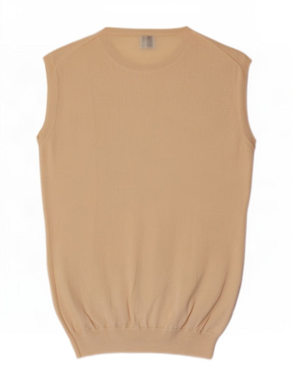 Trussardi Damen Weste Tank Top UK 12 Mittelgelbe Merinowolle