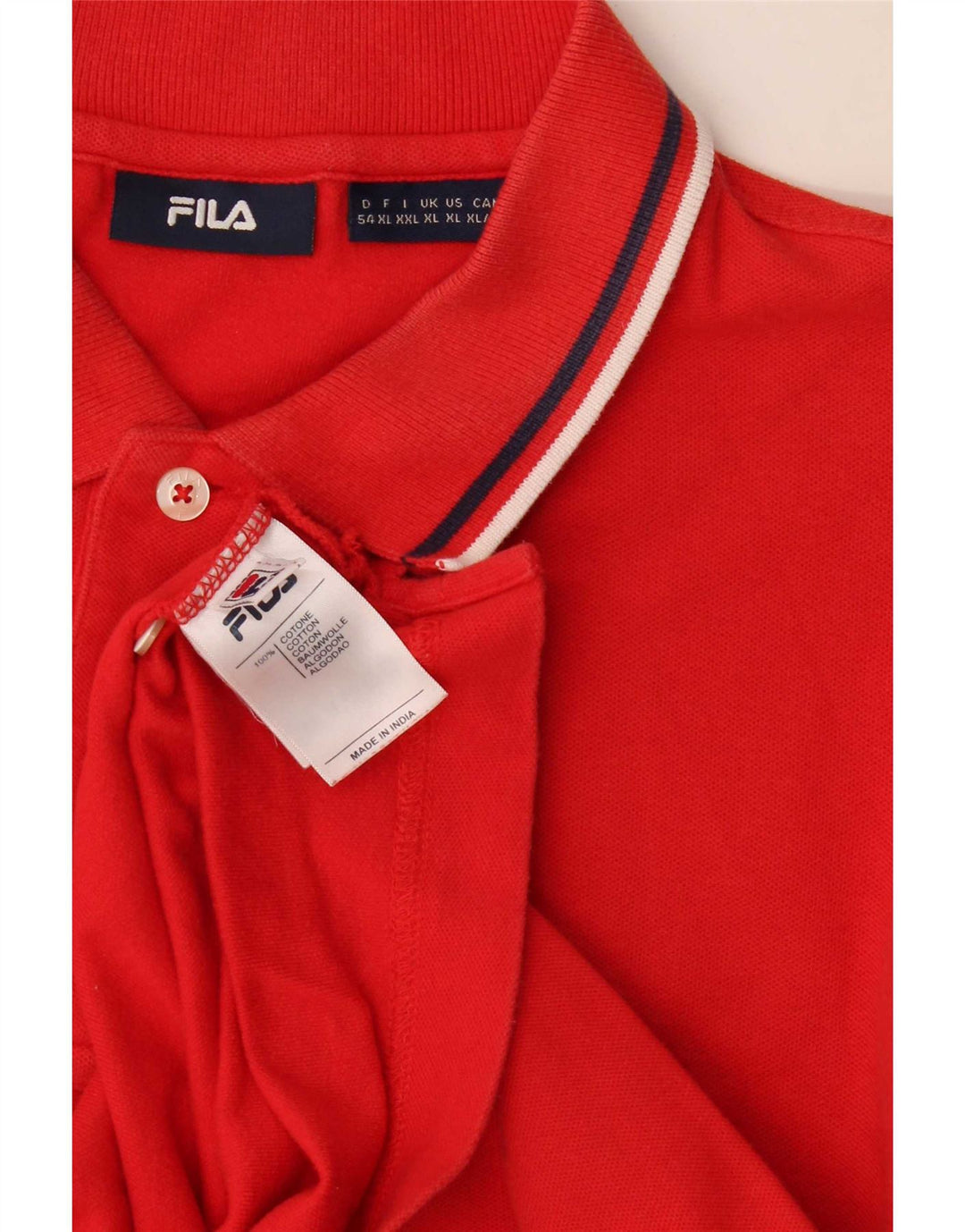 Fila Herren Poloshirt XL rot gestreift aus Baumwolle