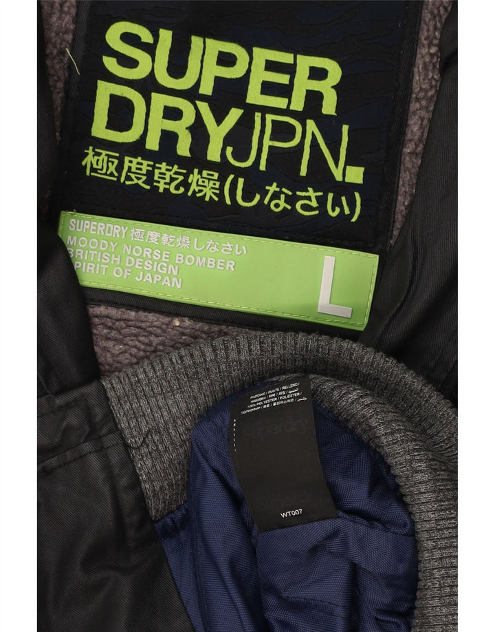 SUPERDRY Herren Bomberjacke UK 40 Large Schwarz Polyester