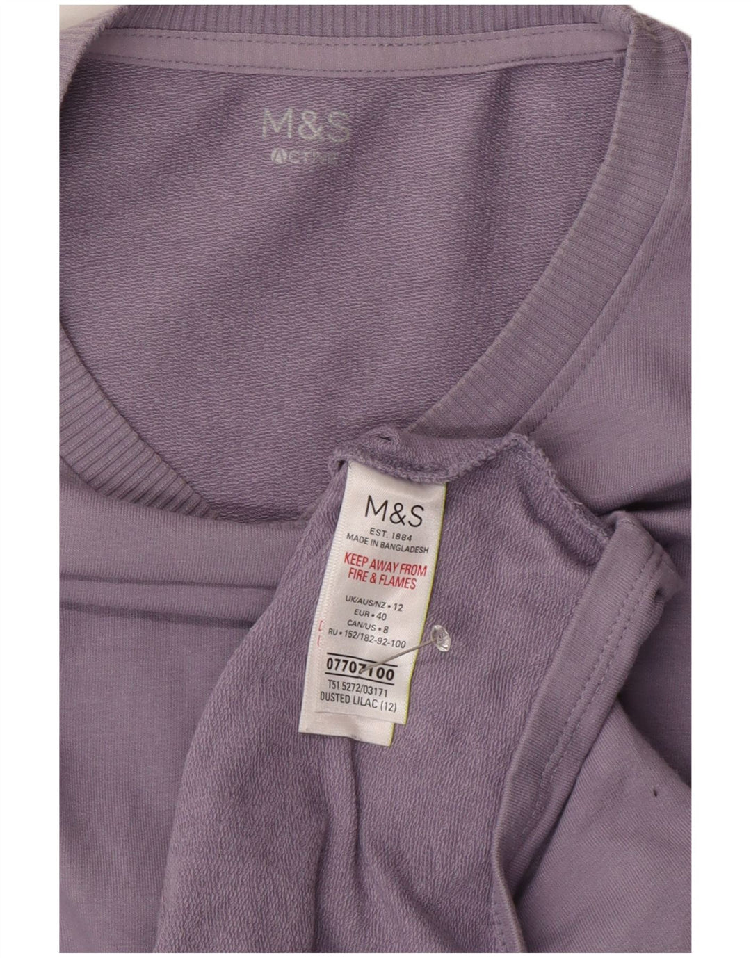 Marks & Spencer Damen-Sweatshirt-Pullover UK 12 Mittelviolette Baumwolle