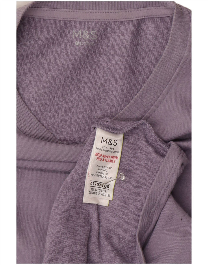 Marks & Spencer Damen-Sweatshirt-Pullover UK 12 Mittelviolette Baumwolle