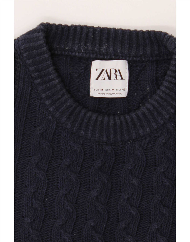 Zara Herren-Pullover mit Rundhalsausschnitt, mittelgroß, Marineblau