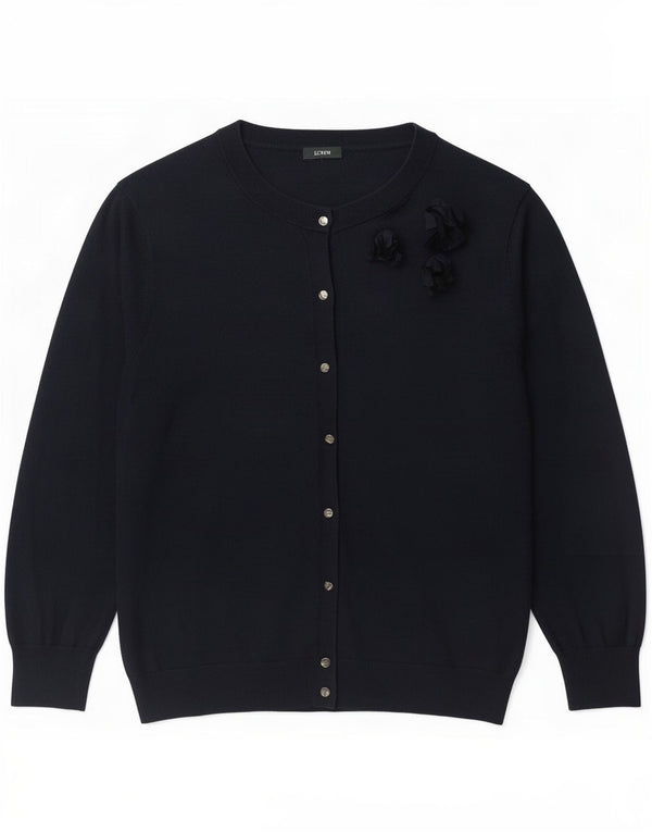J. Crew Damen-Strickjacke mit 3/4-Ärmeln, Größe S, Marineblau, klassisch