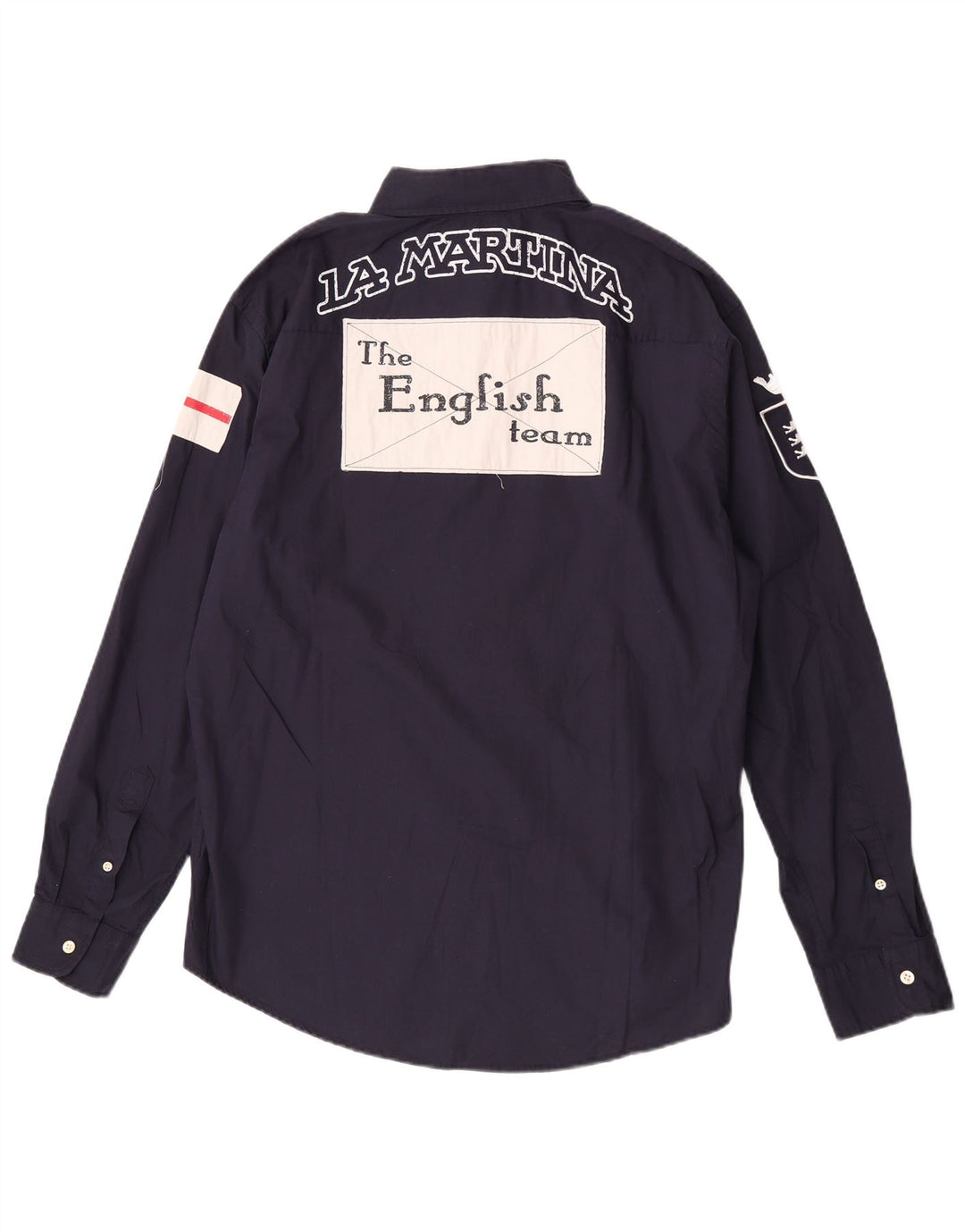 La Martina Herren-Grafikhemd XL aus marineblauer Baumwolle