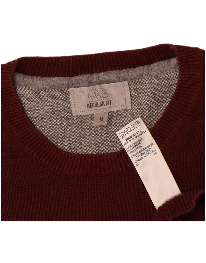 Marks & Spencer Herren-Pullover mit Rundhalsausschnitt, reguläre Passform, mittleres Burgunderrot